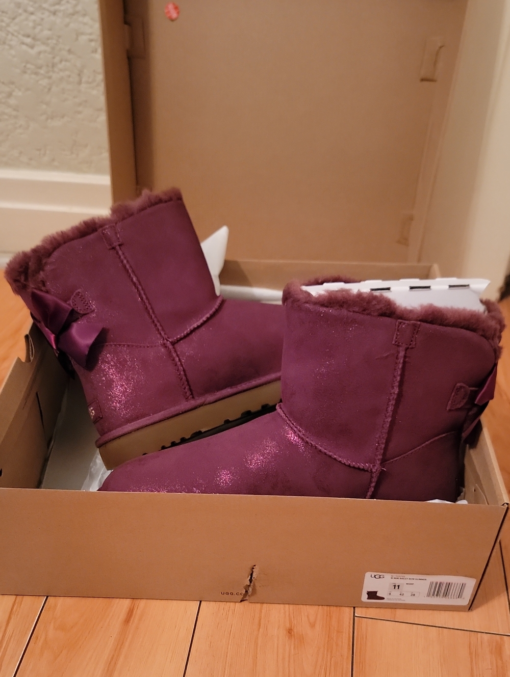 Sparkle Purple Fur-Lined Ankle Boots